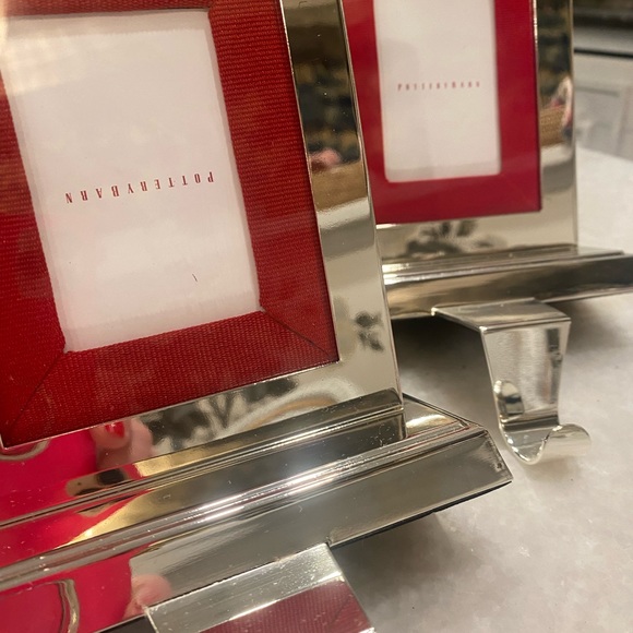Pottery Barn grosgrain silver picture frame stocking holder - Picture 5 of 8